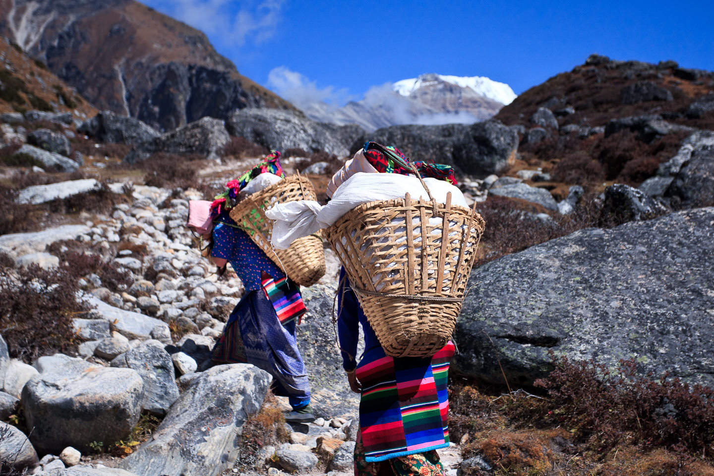 Women porters on their way to Lhonak.