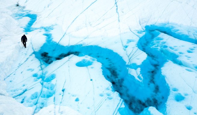 Hiking on the Perito Moreno Glacier in Patagonia.